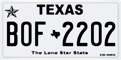 TX license plate BOF2202