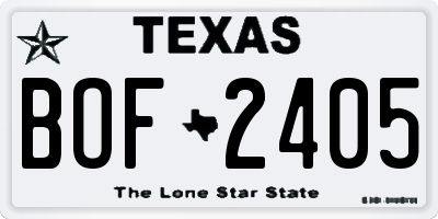 TX license plate BOF2405