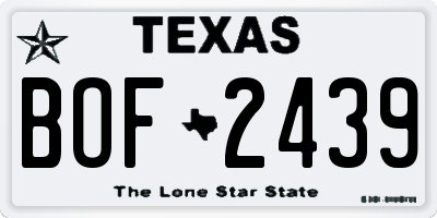 TX license plate BOF2439