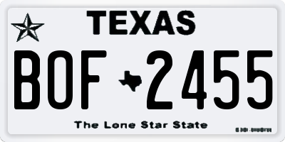 TX license plate BOF2455