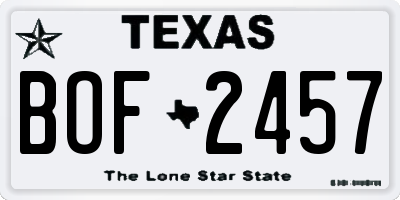 TX license plate BOF2457