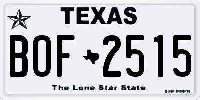 TX license plate BOF2515