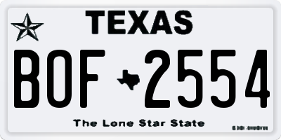 TX license plate BOF2554