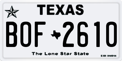 TX license plate BOF2610