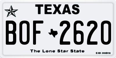 TX license plate BOF2620