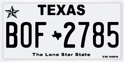 TX license plate BOF2785