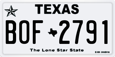 TX license plate BOF2791