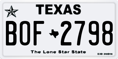 TX license plate BOF2798
