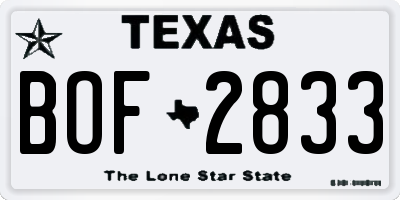 TX license plate BOF2833