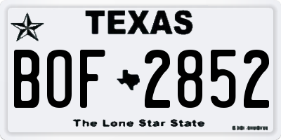 TX license plate BOF2852