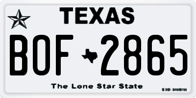 TX license plate BOF2865