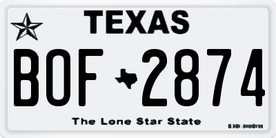 TX license plate BOF2874
