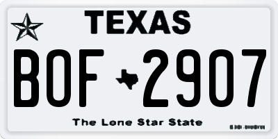 TX license plate BOF2907