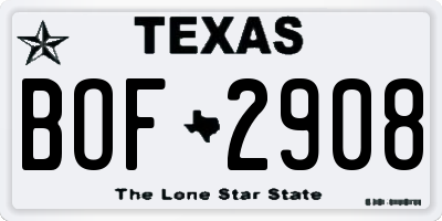 TX license plate BOF2908