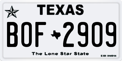 TX license plate BOF2909