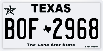 TX license plate BOF2968