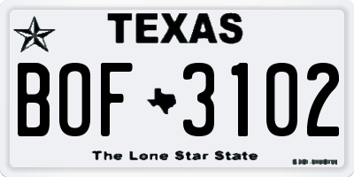 TX license plate BOF3102