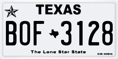 TX license plate BOF3128