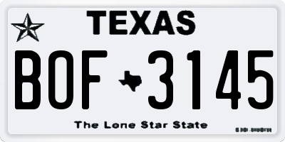 TX license plate BOF3145