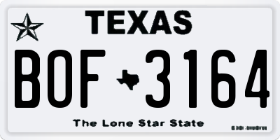 TX license plate BOF3164