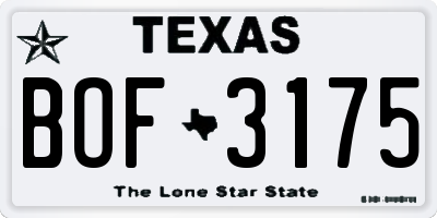 TX license plate BOF3175