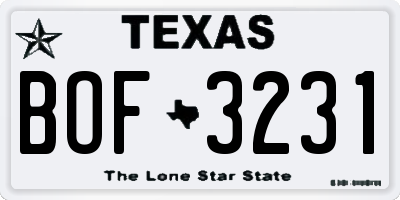 TX license plate BOF3231