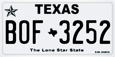TX license plate BOF3252