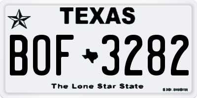 TX license plate BOF3282