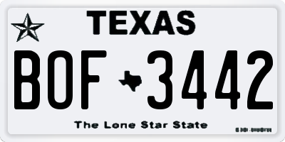 TX license plate BOF3442