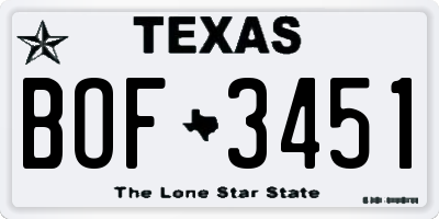 TX license plate BOF3451