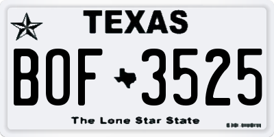 TX license plate BOF3525