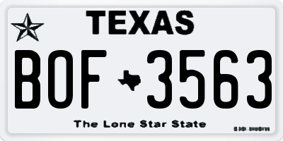 TX license plate BOF3563