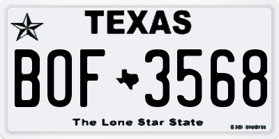TX license plate BOF3568