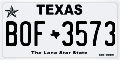 TX license plate BOF3573