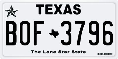 TX license plate BOF3796
