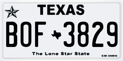 TX license plate BOF3829