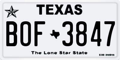 TX license plate BOF3847