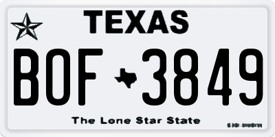 TX license plate BOF3849
