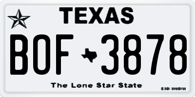 TX license plate BOF3878
