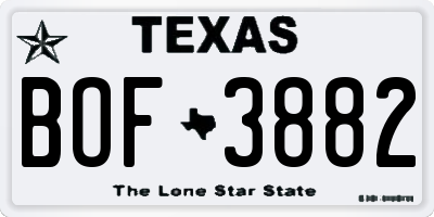 TX license plate BOF3882