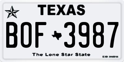 TX license plate BOF3987