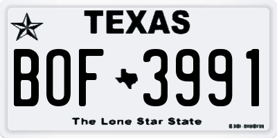 TX license plate BOF3991