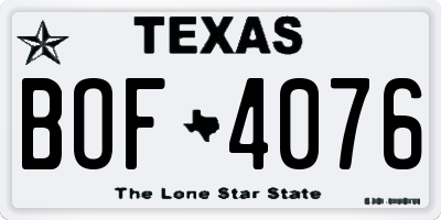 TX license plate BOF4076
