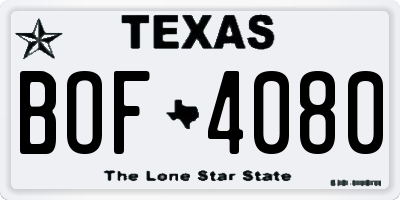 TX license plate BOF4080
