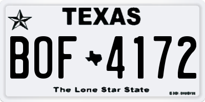 TX license plate BOF4172