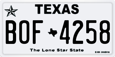TX license plate BOF4258