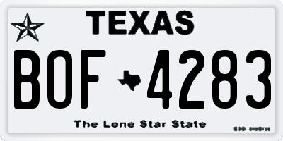 TX license plate BOF4283
