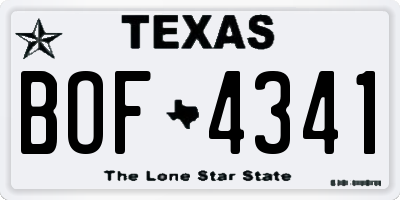 TX license plate BOF4341