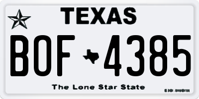 TX license plate BOF4385