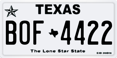 TX license plate BOF4422